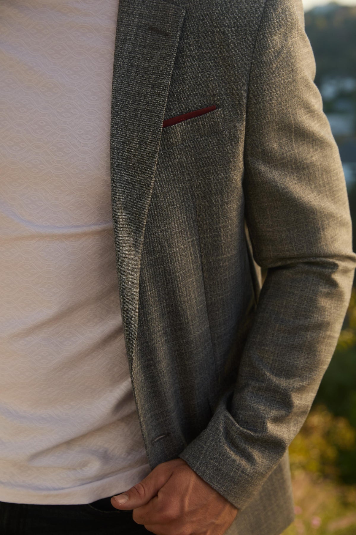 heather grey modern fit blazer men platini detail