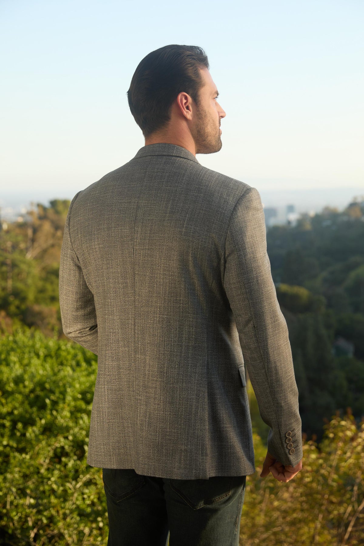 heather grey modern fit blazer men platini back