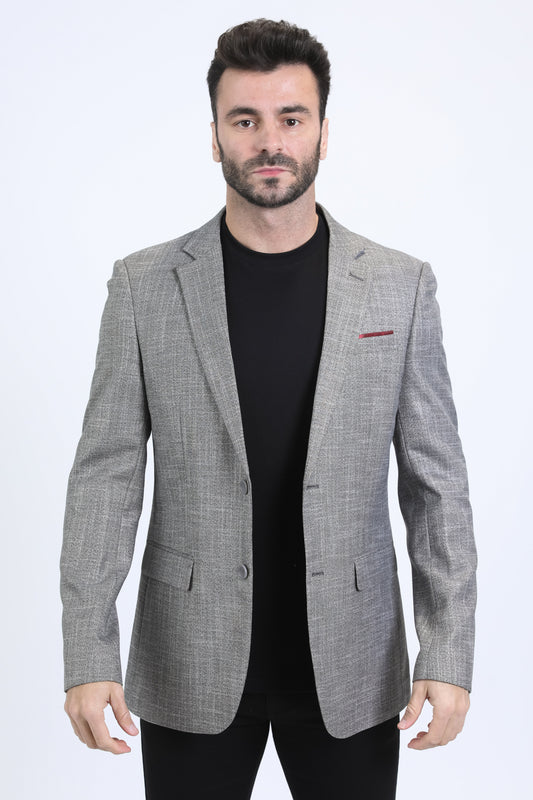 heather grey modern fit blazer men platini front