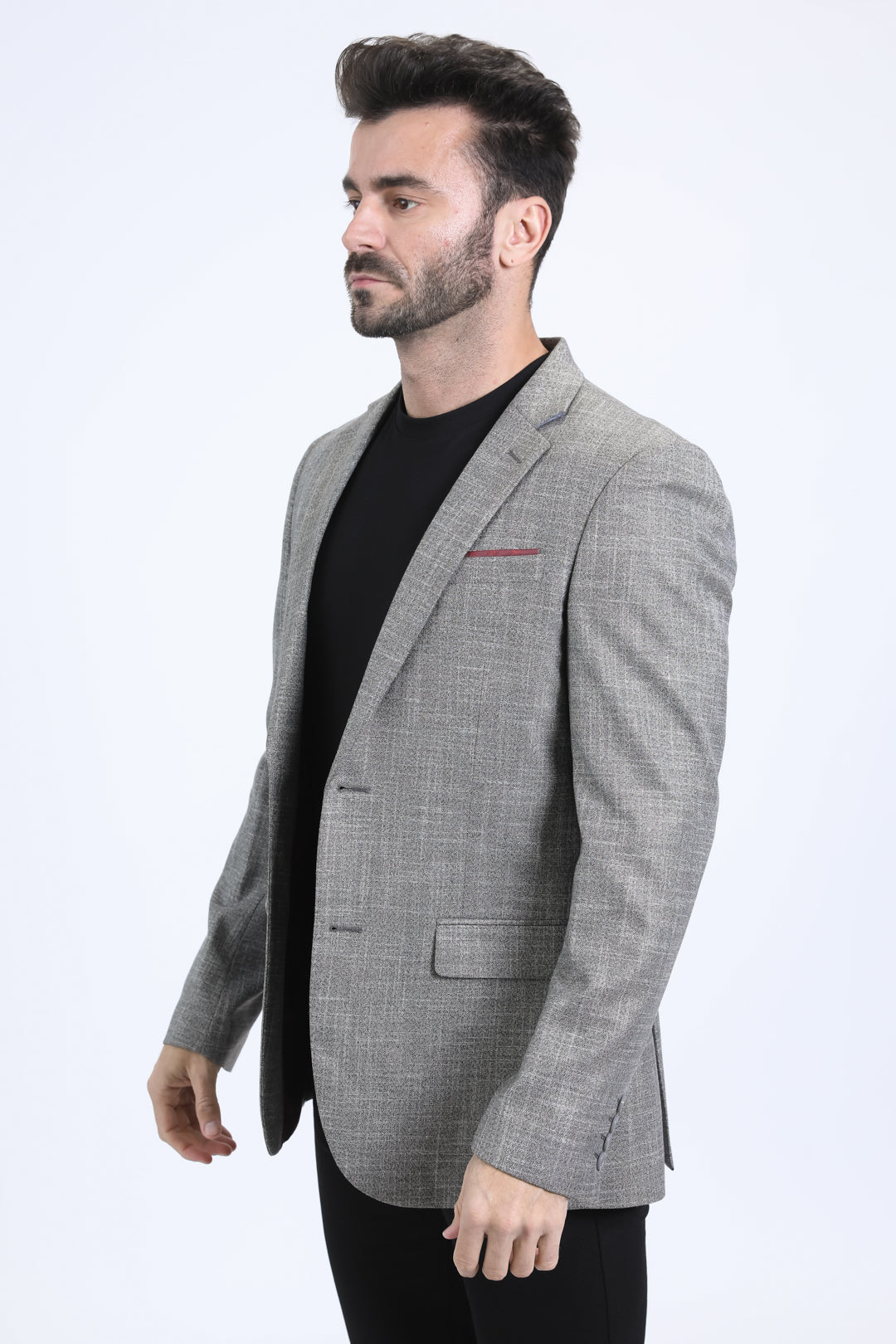 heather grey modern fit blazer men platini side