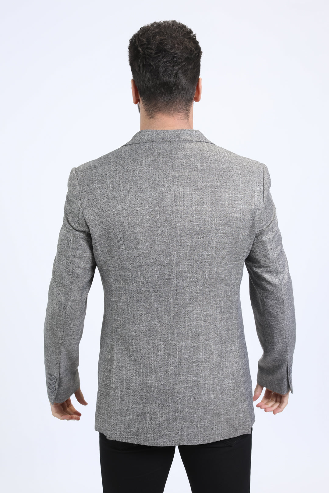heather grey modern fit blazer men platini back
