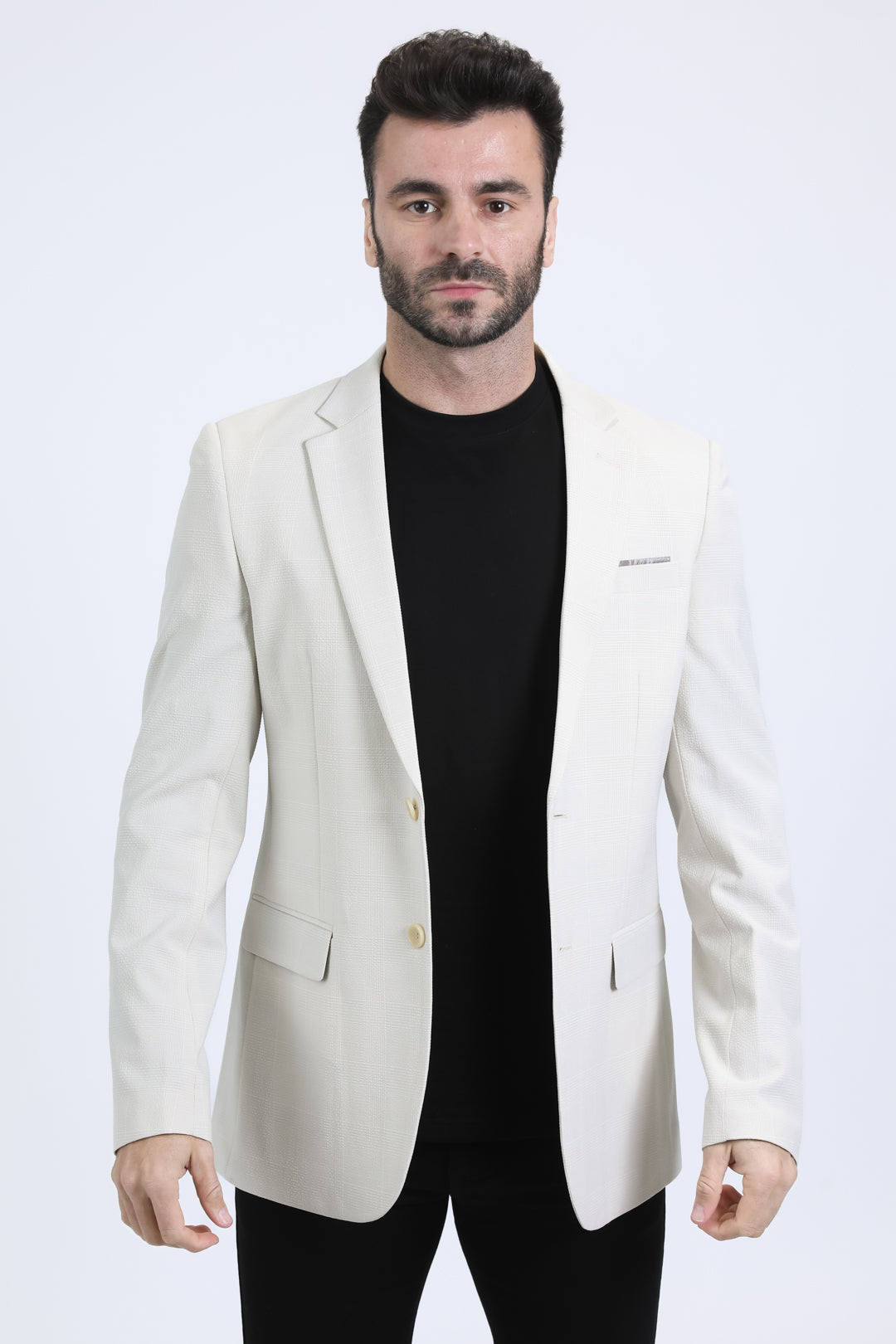 ivory glen plaid modern fit blazer men platini front