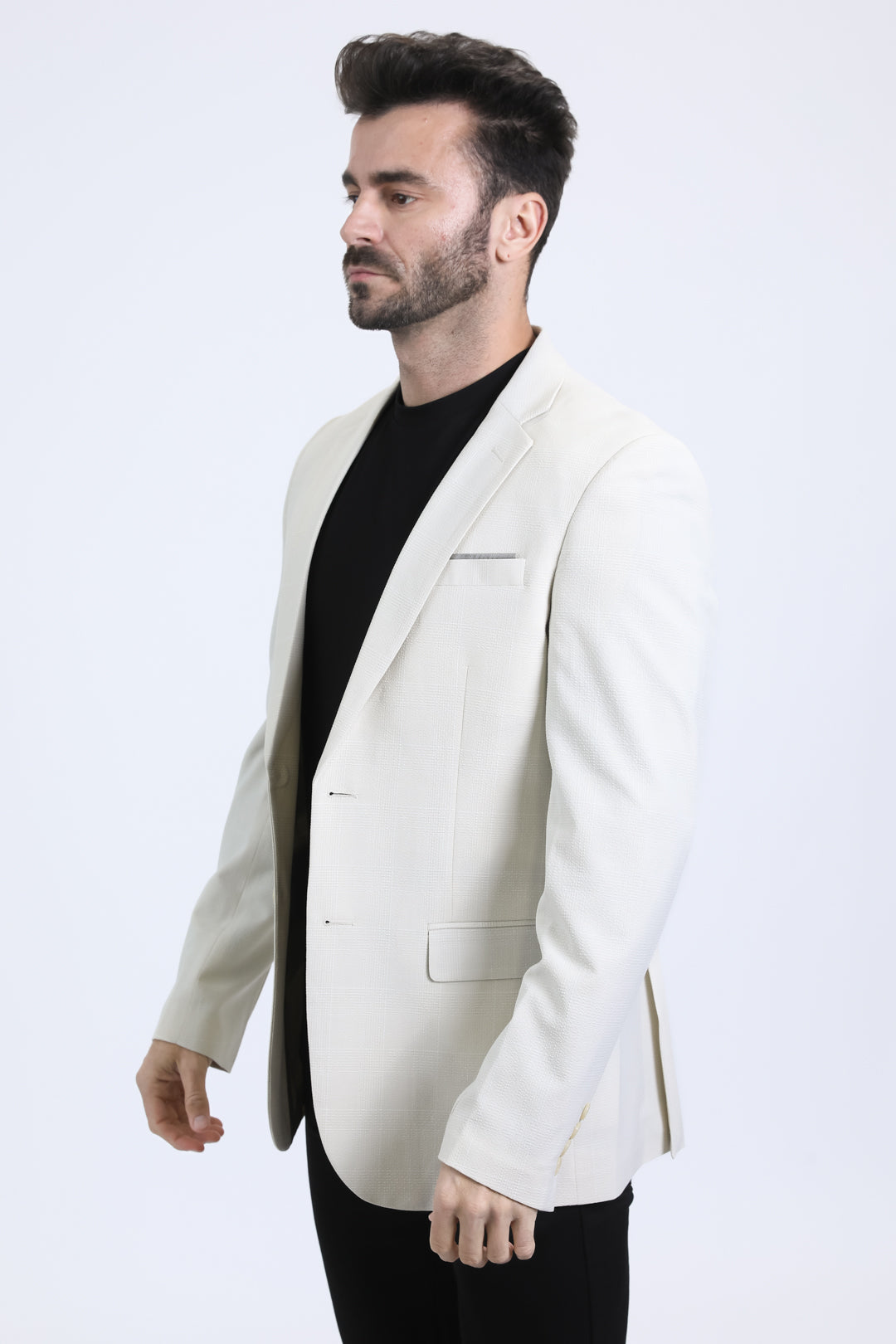 ivory glen plaid modern fit blazer men platini side