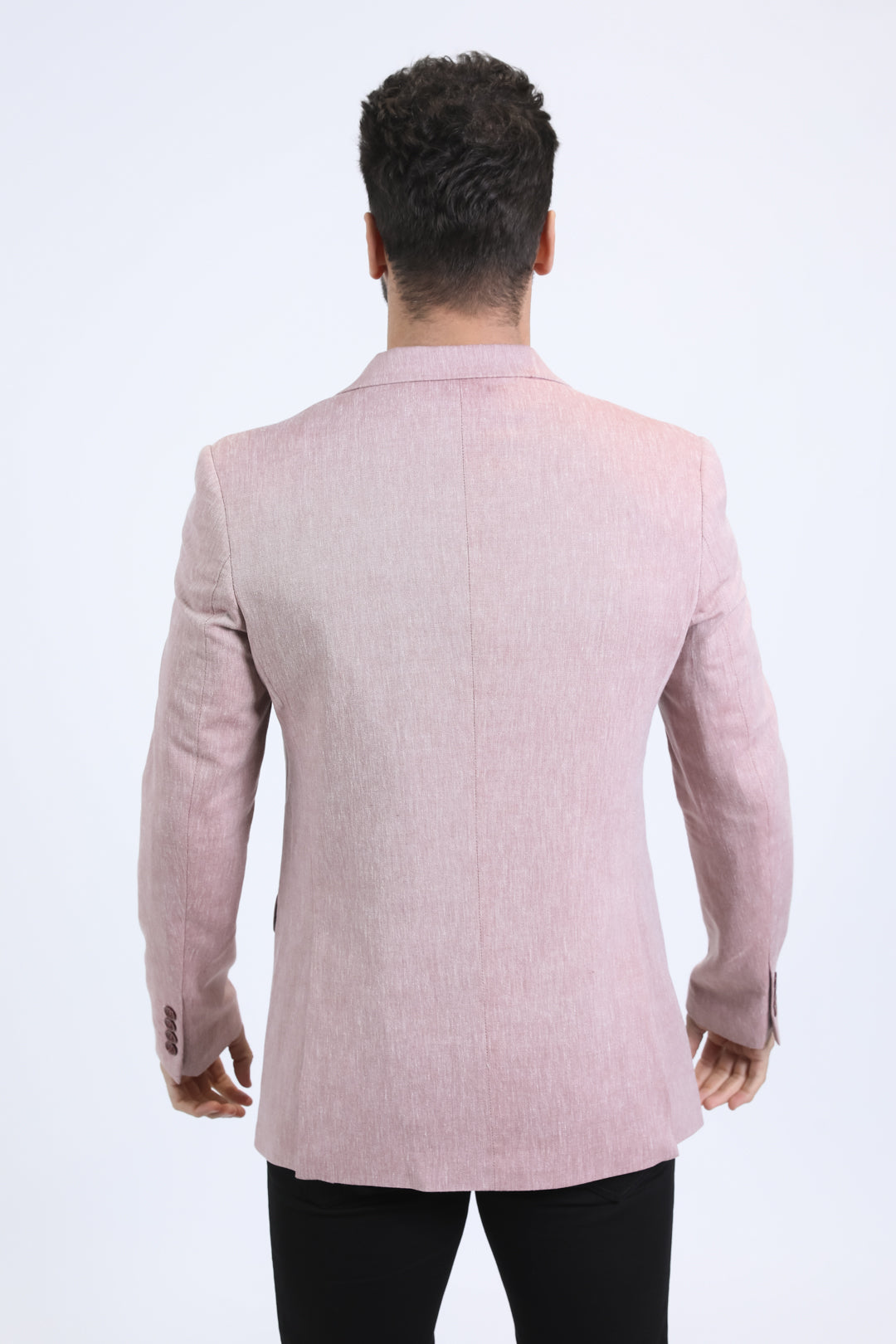 light pink modern fit blazer men platini back