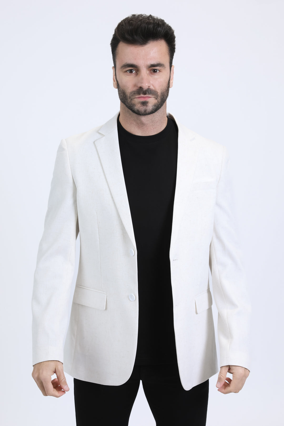 Off White Crosshatch modern fit blazer men platini front