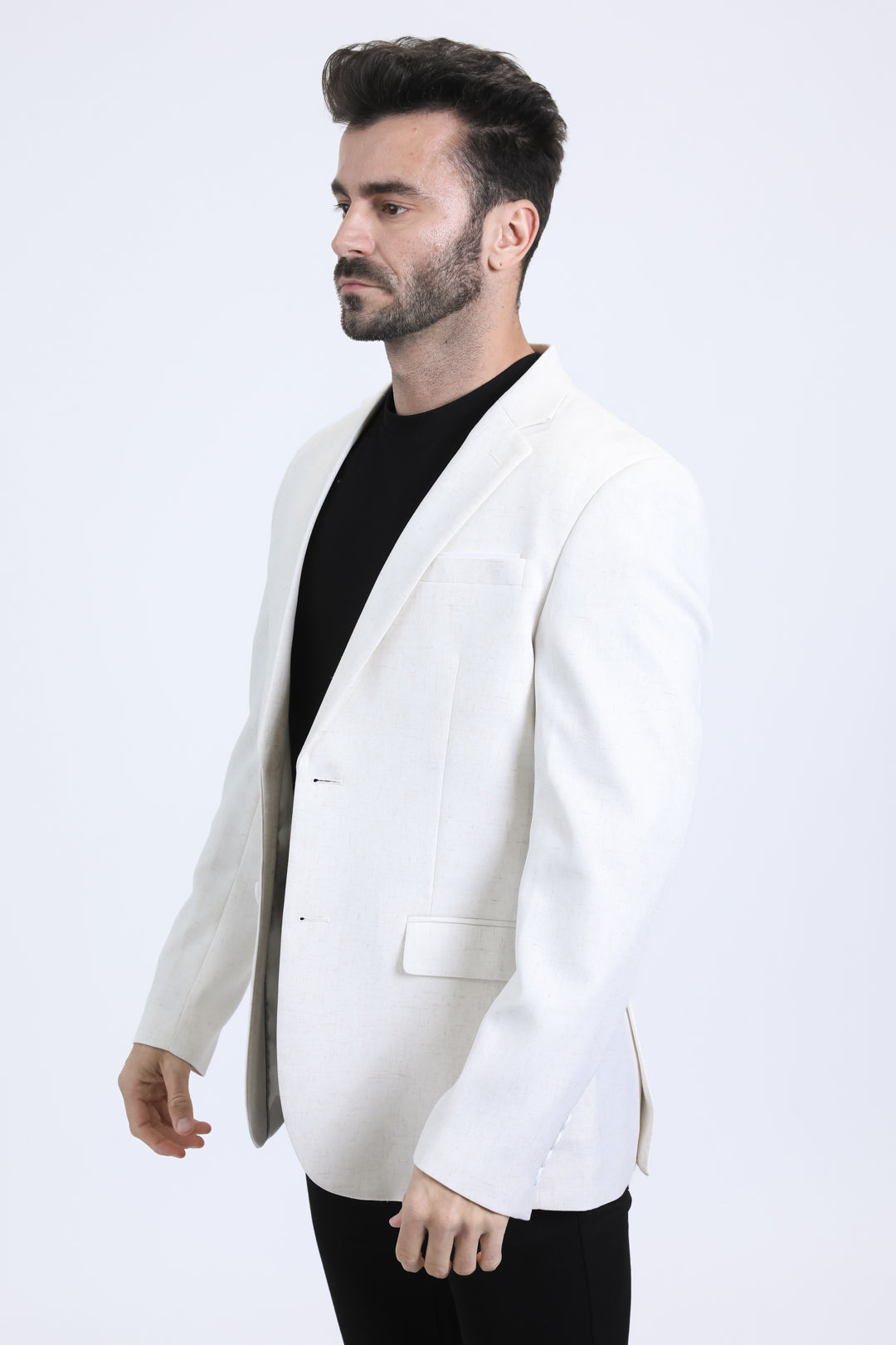 Off White Crosshatch modern fit blazer men platini side