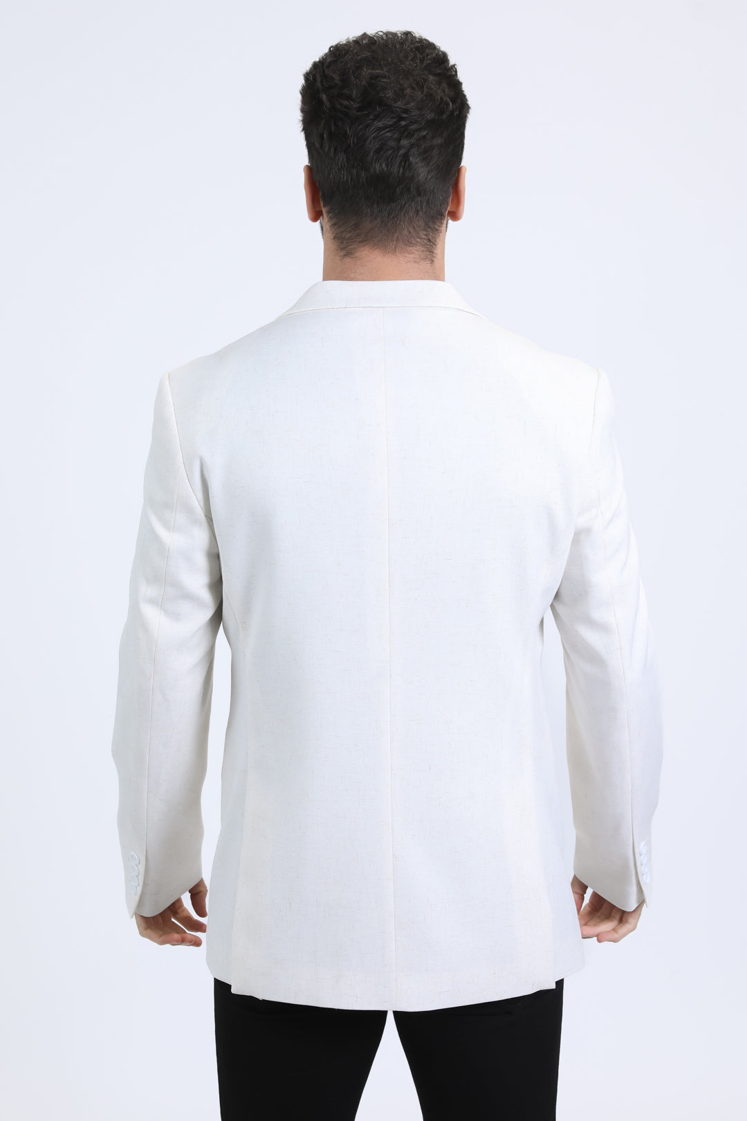 Off White Crosshatch modern fit blazer men platini back