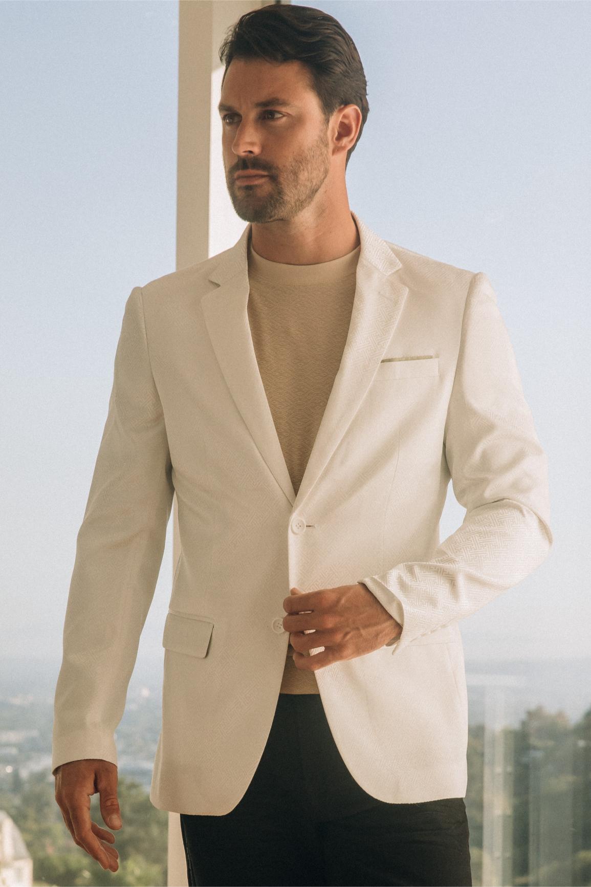 Off White Crosshatch modern fit blazer men platini lifestyle