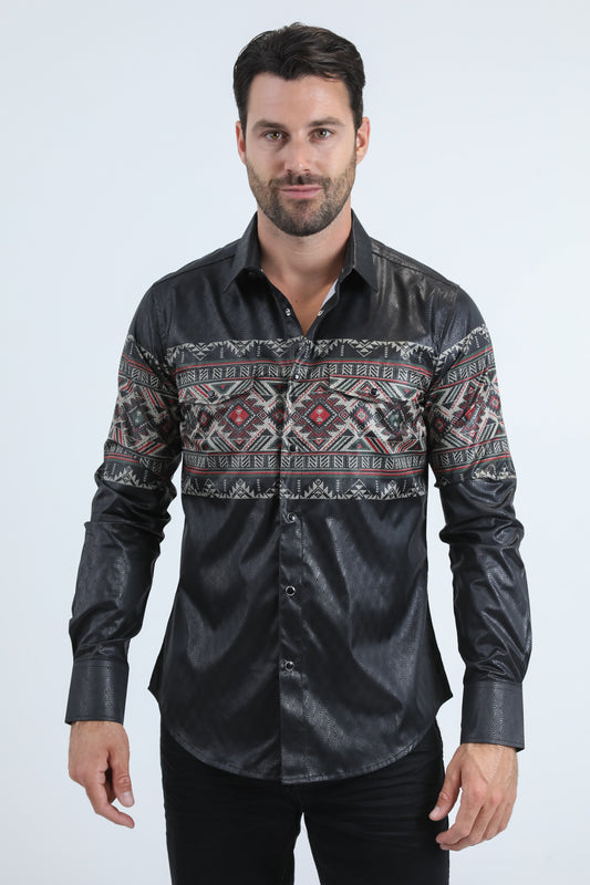 black geometric western band shirt front platini