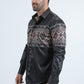 Mens Modern Fit Panoramic Foil Print Black Shirt