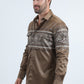 Mens Modern Fit Panoramic Foil Print Camel Shirt