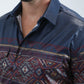 Mens Modern Fit Panoramic Foil Print Navy Shirt