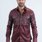 Mens Modern Fit Panoramic Foil Print Red Shirt
