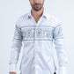 Mens Modern Fit Panoramic Foil Print White Shirt