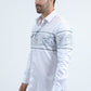 Mens Modern Fit Panoramic Foil Print White Shirt