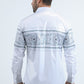 Mens Modern Fit Panoramic Foil Print White Shirt