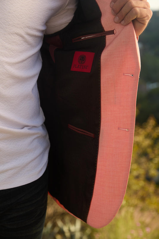 peach modern fit blazer men platini detail