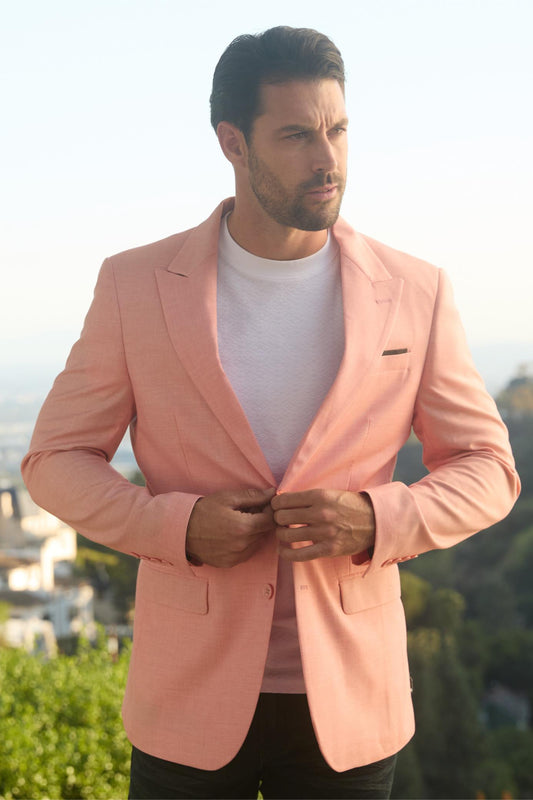 peach modern fit blazer men platini detail