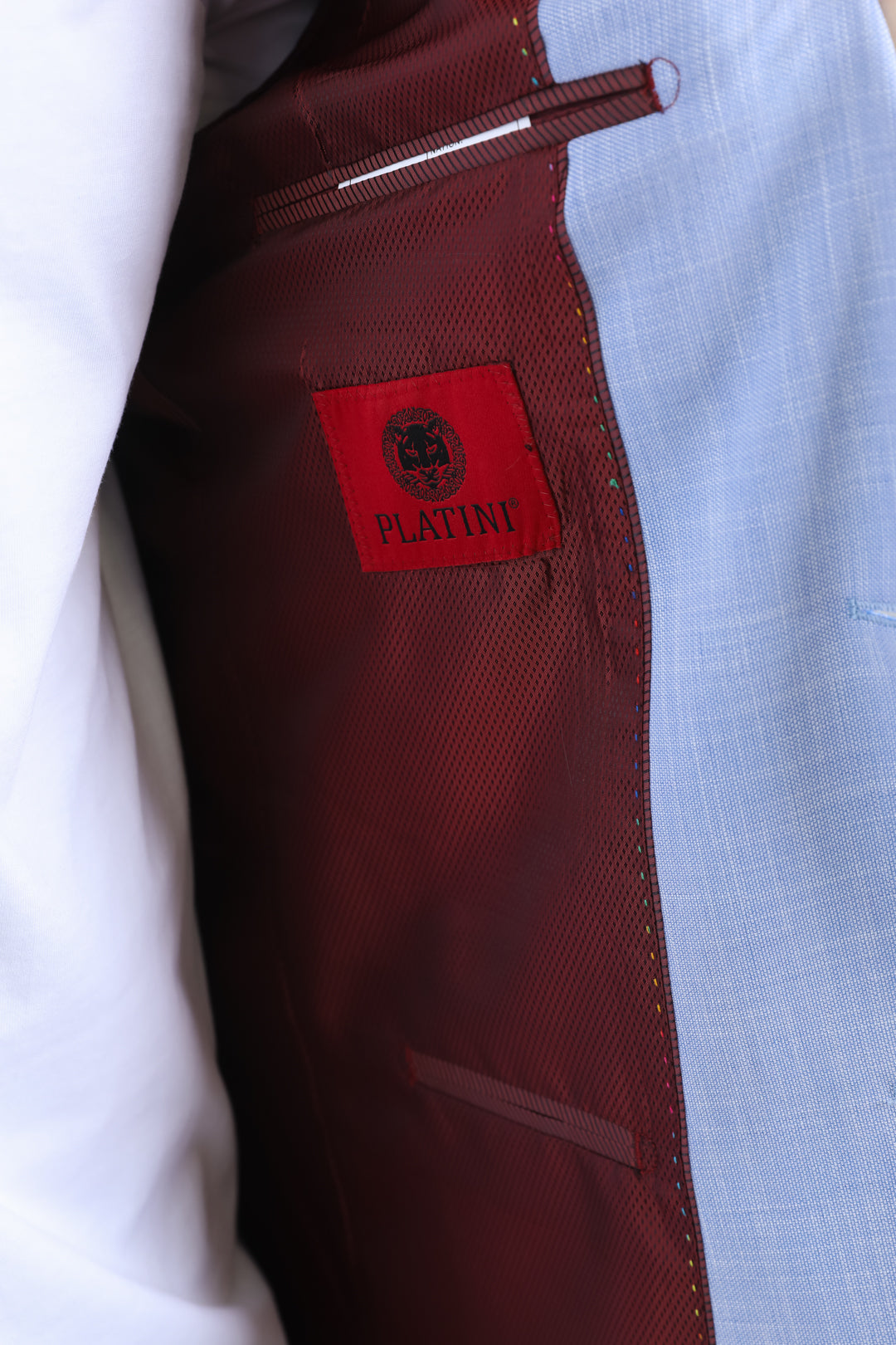 sky blue modern fit blazer men platini detail
