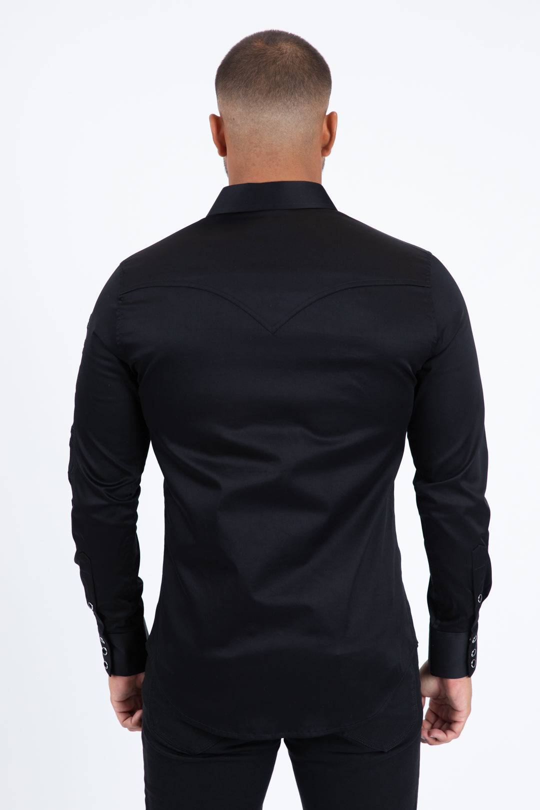 black mexico snap button western shirt back western yoke platini