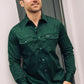 green modern fit dress shirt men platini front lifestyle