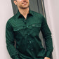 Men's Modern Fit Solid Green Dress Shirt