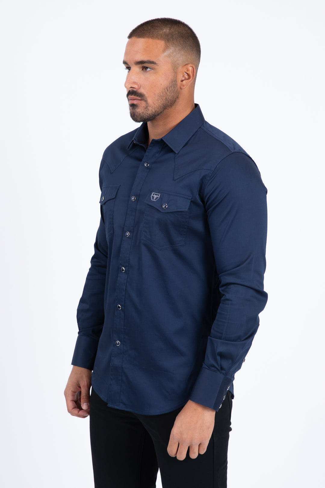 navy modern fit dress shirt men platini side