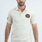 Mens Modern Fit Stretch Cotton Beige Polo