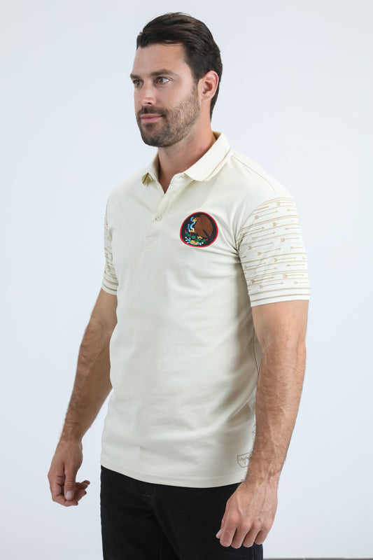 beige mexico aguila real polo men platini detail-2