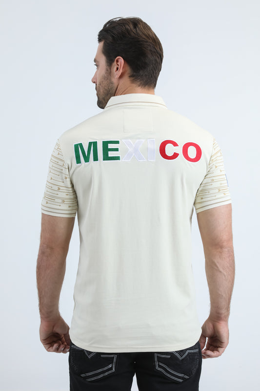 beige mexico aguila real polo men platini back