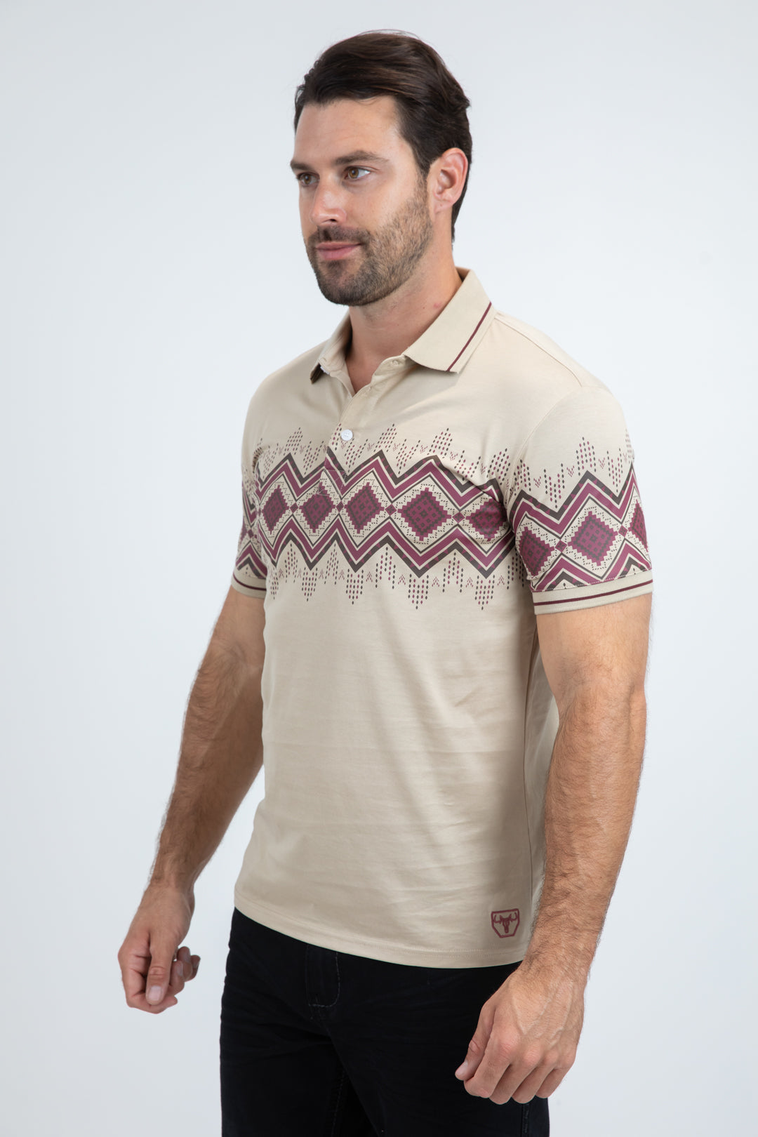 Mens Modern Fit Stretch Cotton Beige Polo