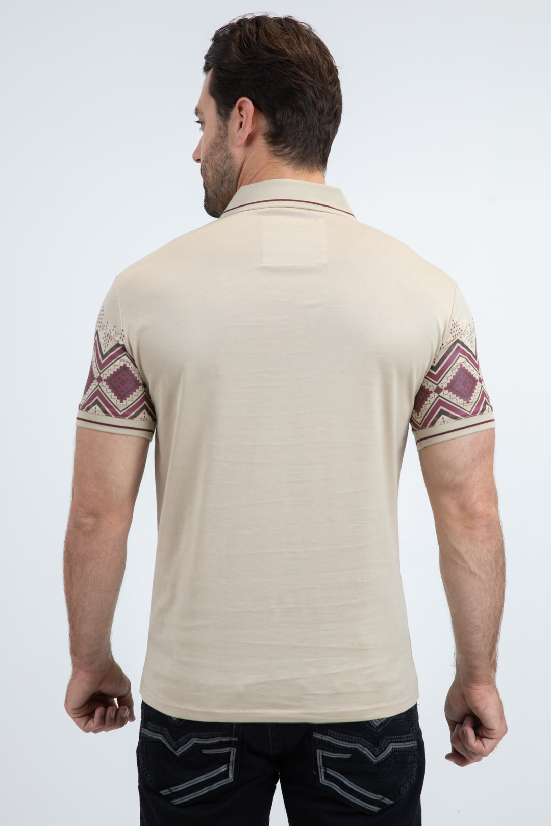 Mens Modern Fit Stretch Cotton Beige Polo