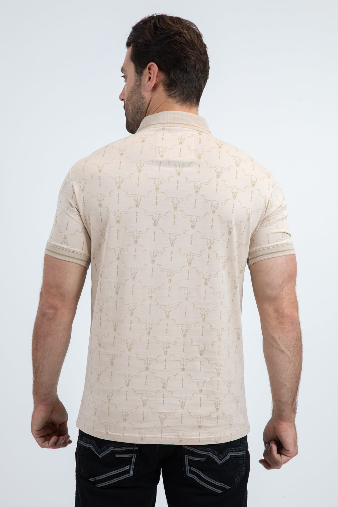 Mens Modern Fit Stretch Cotton Beige Polo