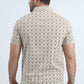 Mens Modern Fit Stretch Cotton Beige Polo with Aztec Print