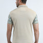 Mens Modern Fit Stretch Cotton Beige Polo with Aztec Print