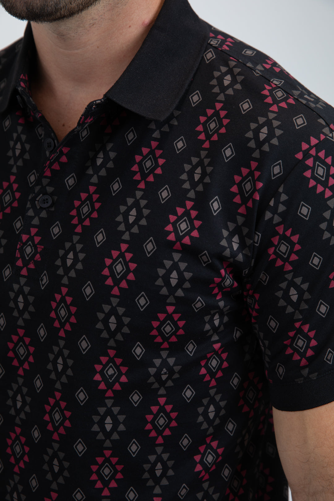 Mens Modern Fit Stretch Cotton Black Polo