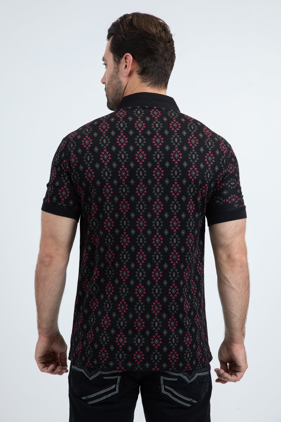 Mens Modern Fit Stretch Cotton Black Polo