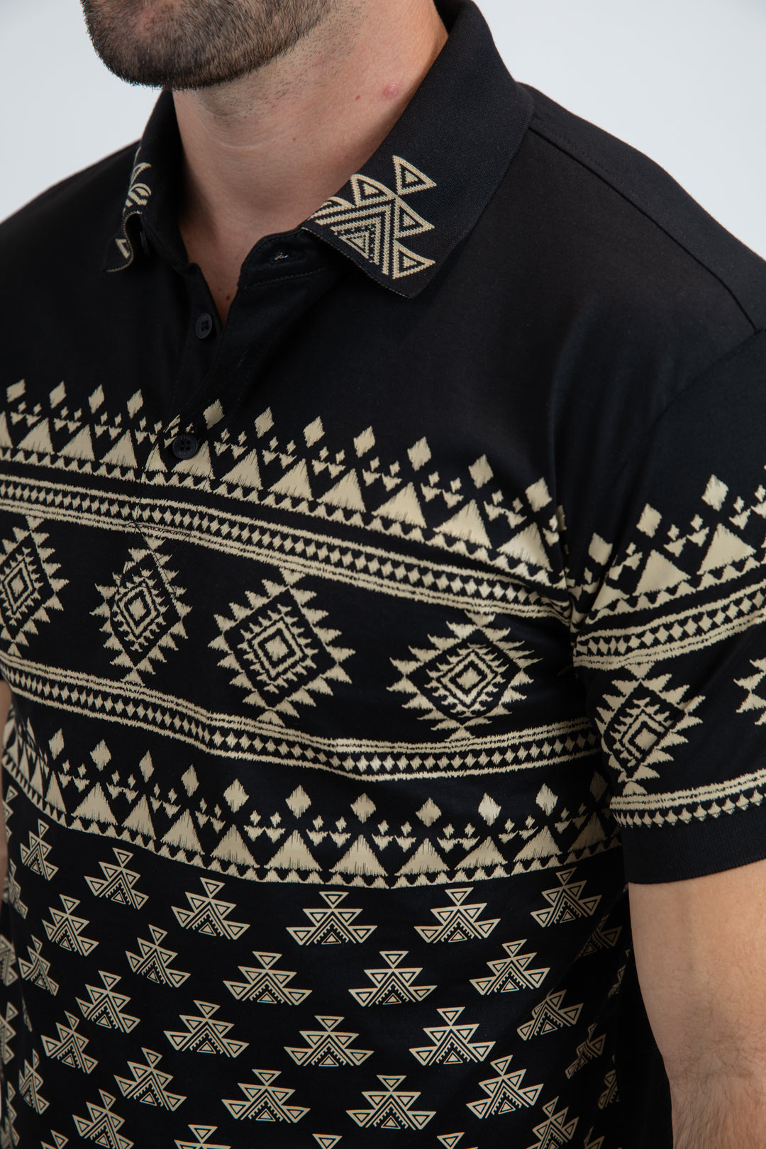 Mens Modern Fit Stretch Cotton Black Polo