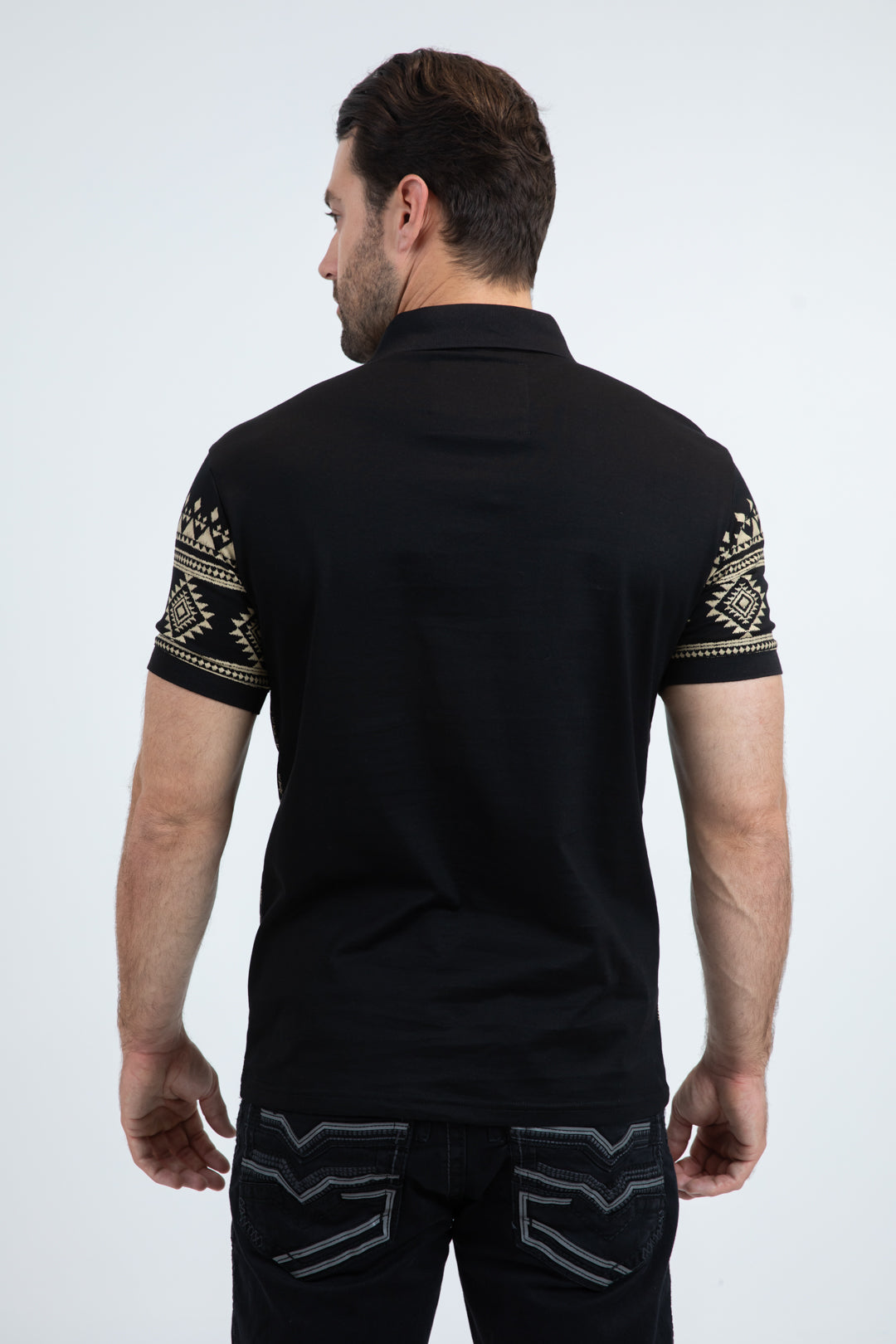 Mens Modern Fit Stretch Cotton Black Polo