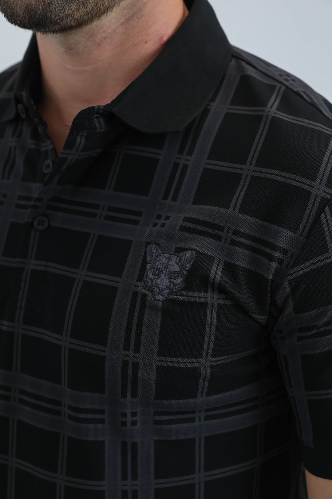 Mens Modern Fit Stretch Cotton Black Polo