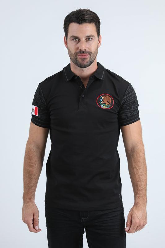Mens Modern Fit Stretch Cotton Black Polo