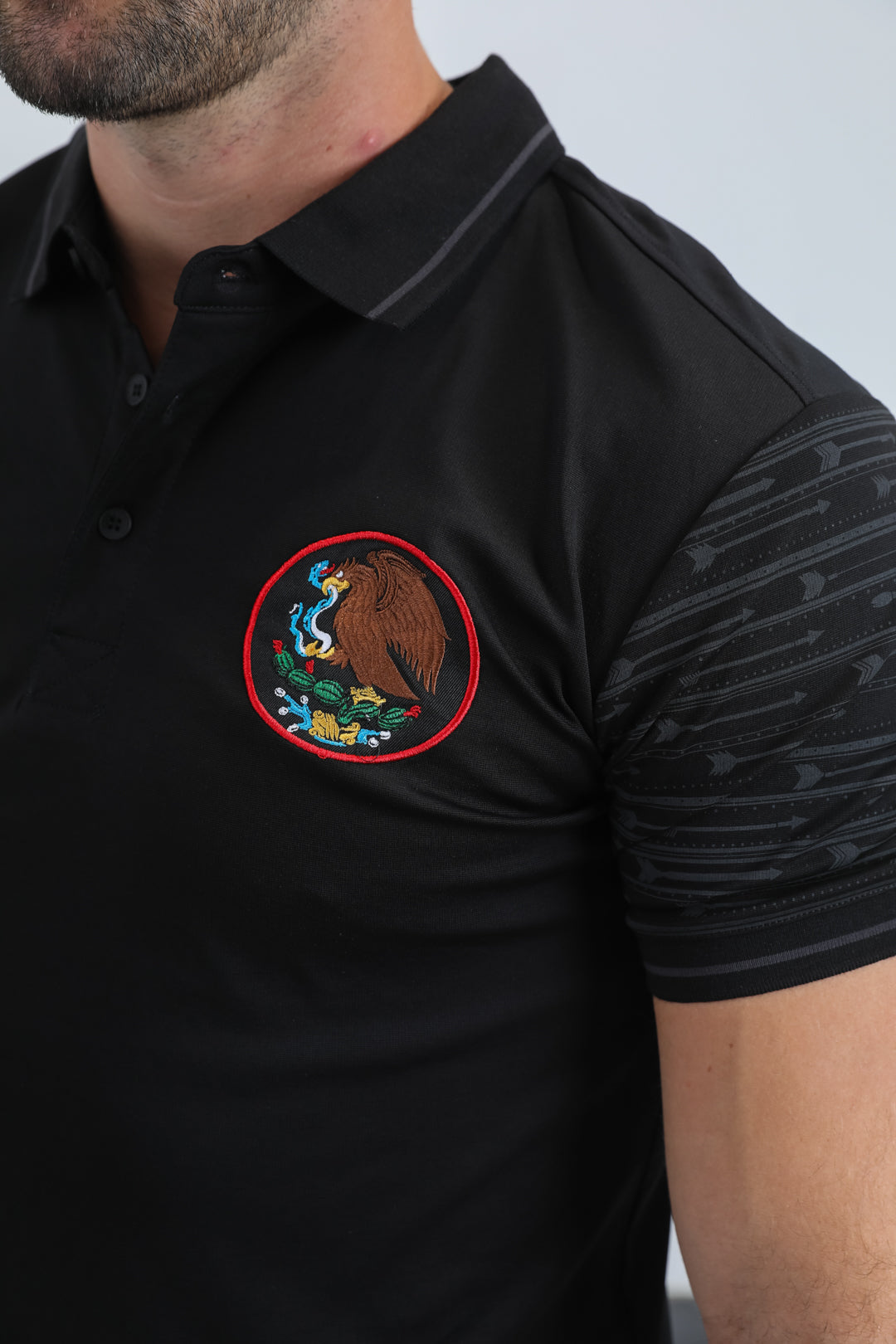 Mens Modern Fit Stretch Cotton Black Polo