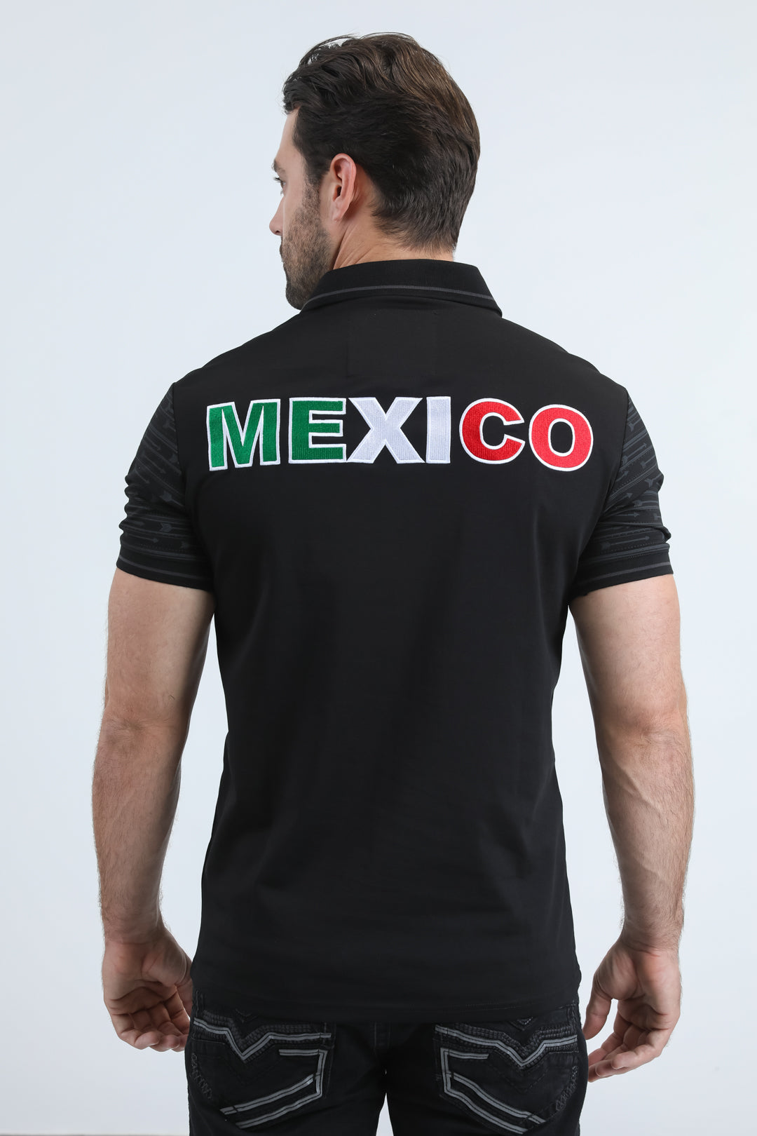 Mens Modern Fit Stretch Cotton Black Polo