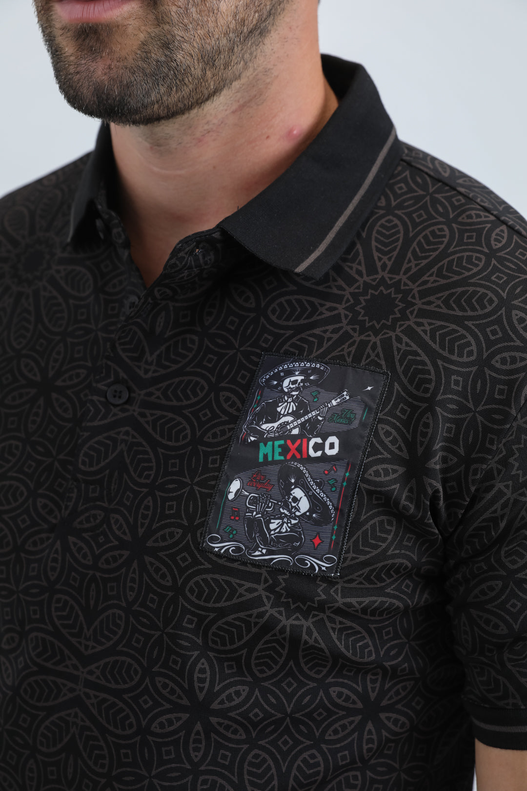 Mens Modern Fit Stretch Cotton Black Polo