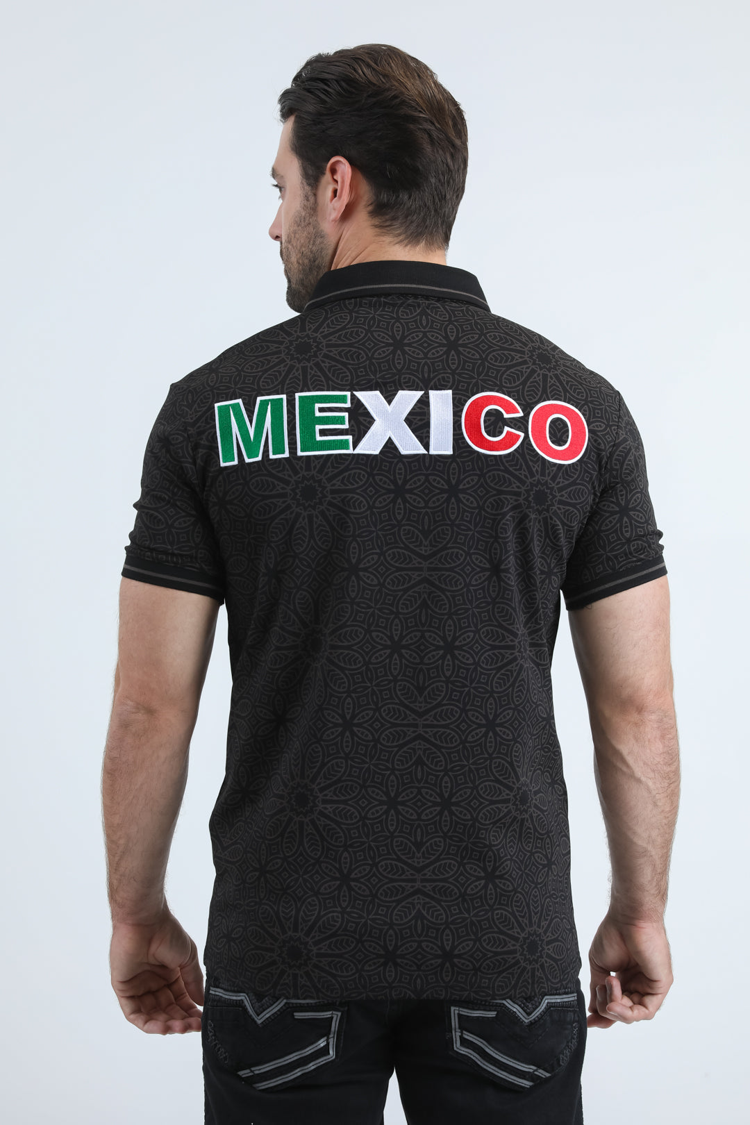 Mens Modern Fit Stretch Cotton Black Polo