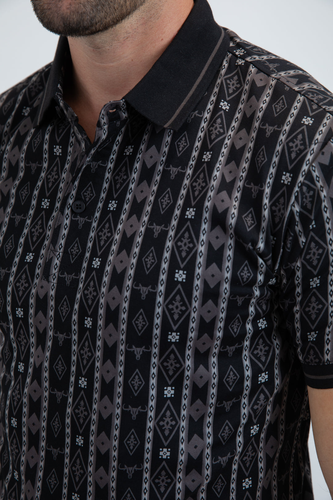 Mens Modern Fit Stretch Cotton Black Polo