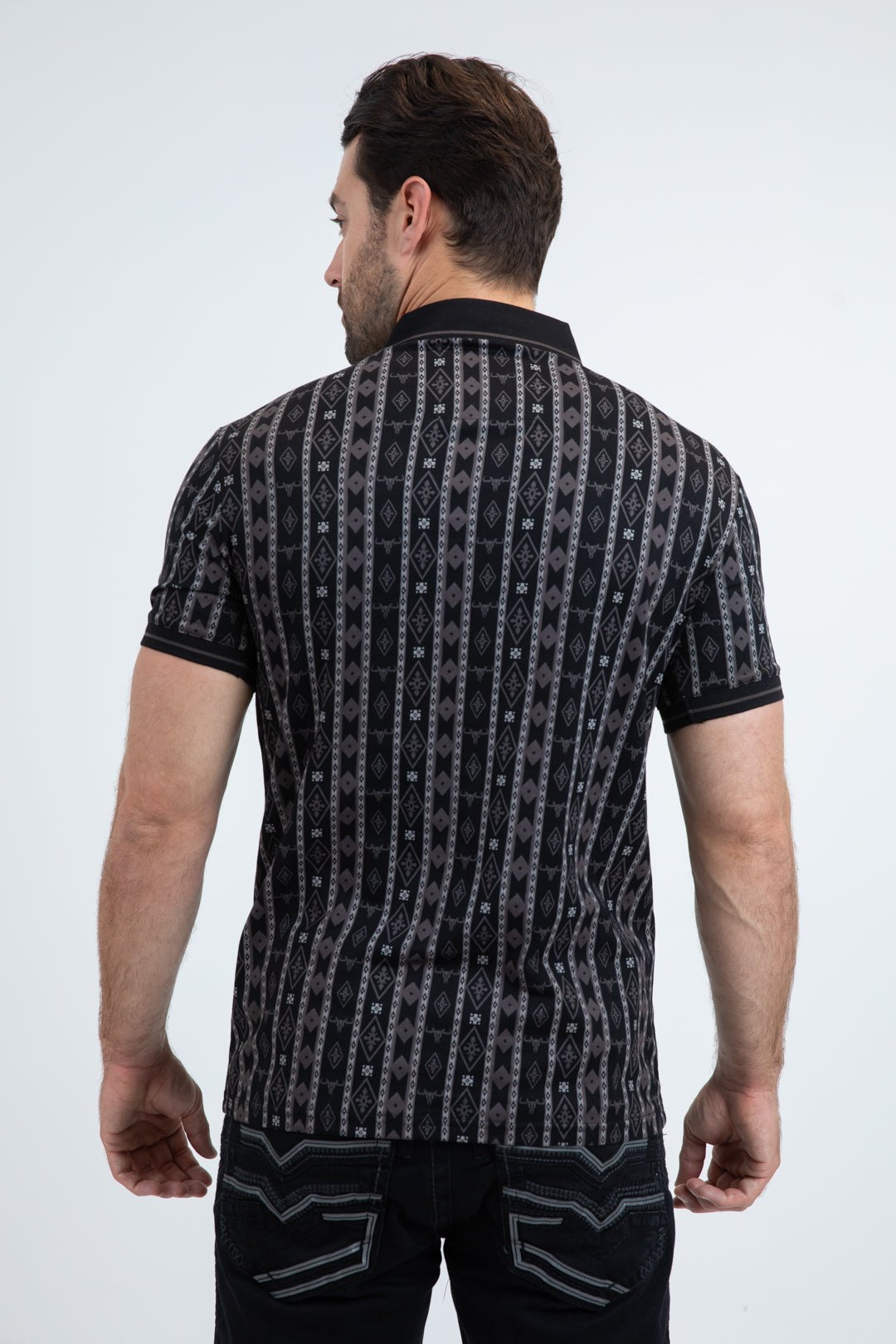 Mens Modern Fit Stretch Cotton Black Polo