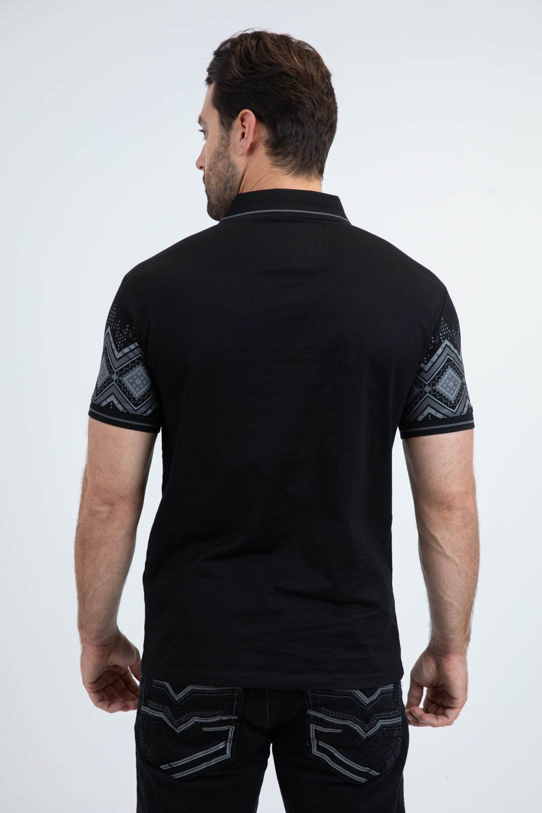 Mens Modern Fit Stretch Cotton Black Polo