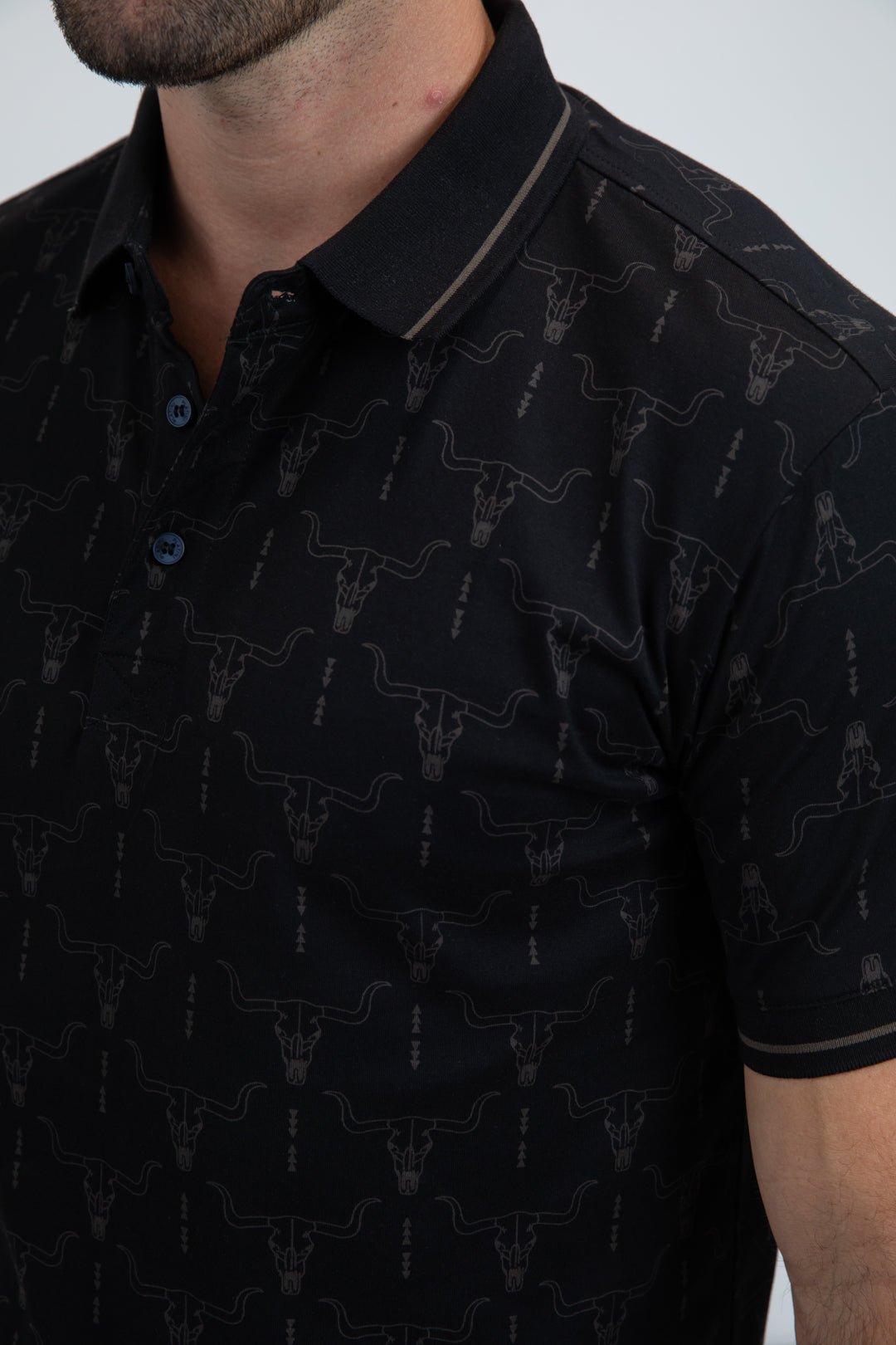 Mens Modern Fit Stretch Cotton Black Polo
