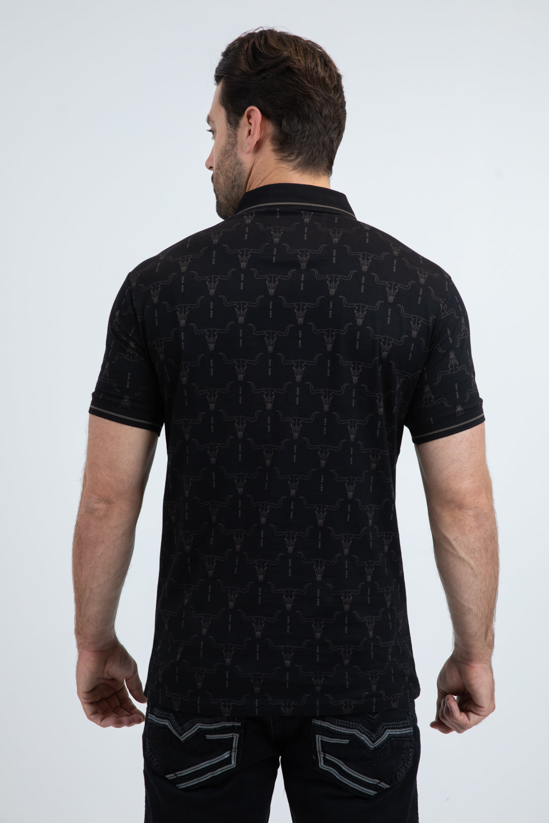 Mens Modern Fit Stretch Cotton Black Polo